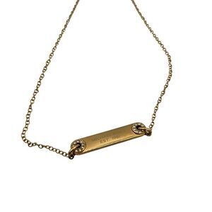 Michael Kors Rose Gold Crystal Bar Logo Necklace